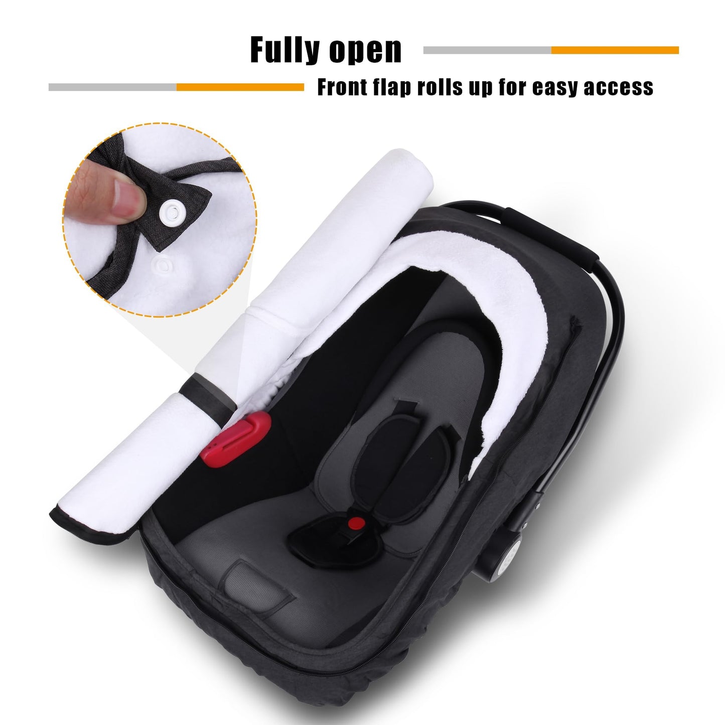 Metplus Winter Baby Car Seat Cover, Cold Weather Car Seat Cover Baby, Waterproof Polyester Outer & Polar Fleece Inner Extended F