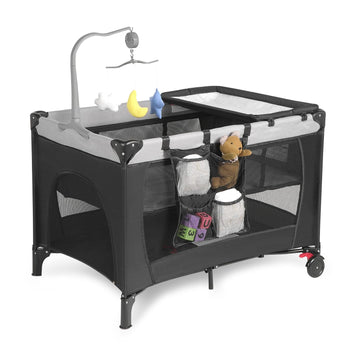 Portable Play And Pack Travel Crib With Changing Table, Breathable Mesh & Carry Bag - Multi-Functional Baby Playpen For 0-36 Mon
