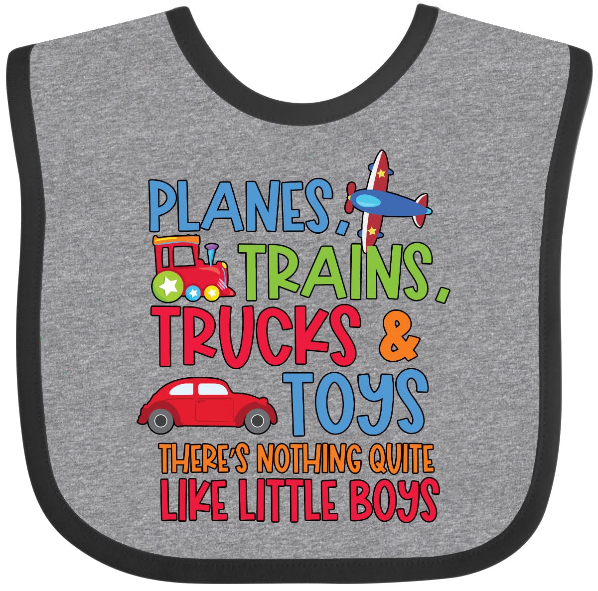 inktastic Planes Trains Trucks and Toys Nothing Quite Like Little Boys Baby Bib Heather and Black 3b18d