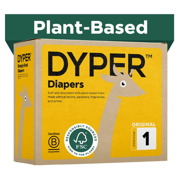 Dyper Baby Diapers Size 1 | Honest Ingredients | Cloth Alternative | Day & Overnight | Made With Plant-Based* Materials | Hypoal