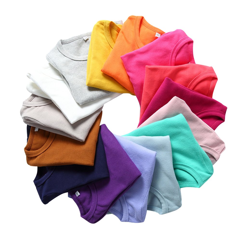 Kisbini Unisex Girls 100% Cotton Long Sleeve T-Shirt Top Tees Light Grey 5T