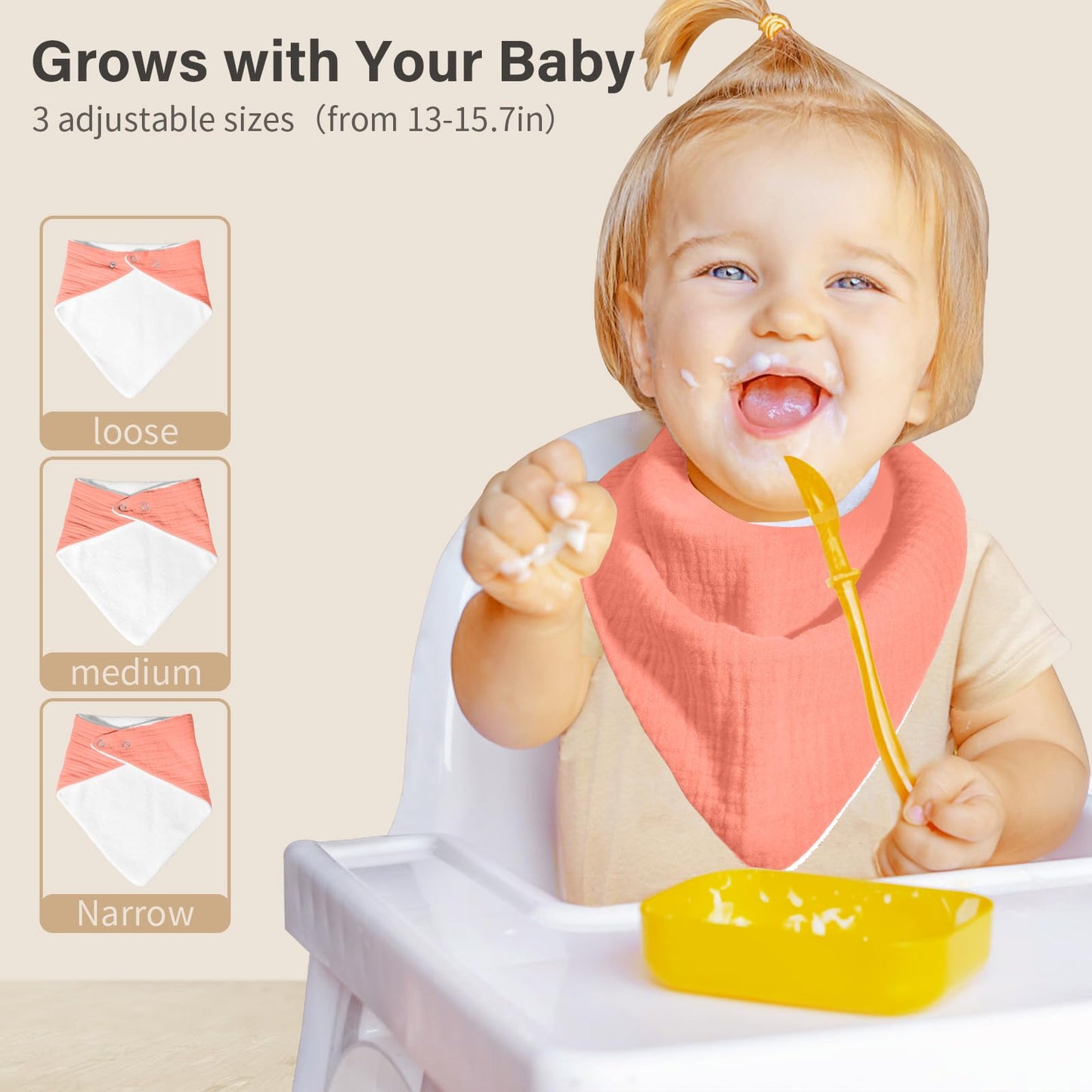 Nisxabebe Muslin Baby Bibs,Baby Bandana Drool Bibs 100% Cotton For Baby Boy Girl,Solid Colors Bib For Drooling Teething