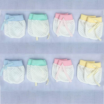 Adeimoo Baby Boy Girl No Scratch Silk Cotton Mittens Mesh Breathable Drawstring Gloves For Newborn Toddler Infants 8 Pack (Eyele