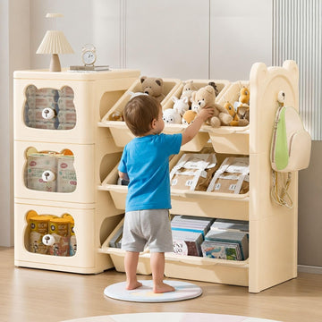 Metreno Kids Book Shelf Rack For Home Small Bookshelf For Babies Toy Storage Organiser For Toddlers With Bin Kids Montessor (All