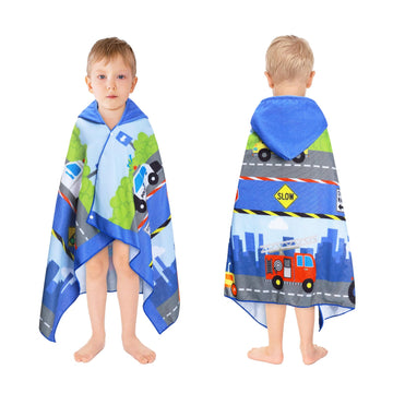 Decalsweet Kids Hooded Bath Towels Beach Towel For Toddlers 3-10 Years Girls Boys Soft Swim Pool Cover Up Microfiber Absorbent E