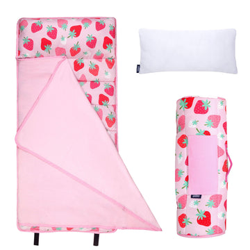 Wildkin Toddler Kids Nap Mat with Pillow for Girls - Soft & Cozy Microfiber Sleeping Mat for Daycare, Preschool, Kindergarten & 