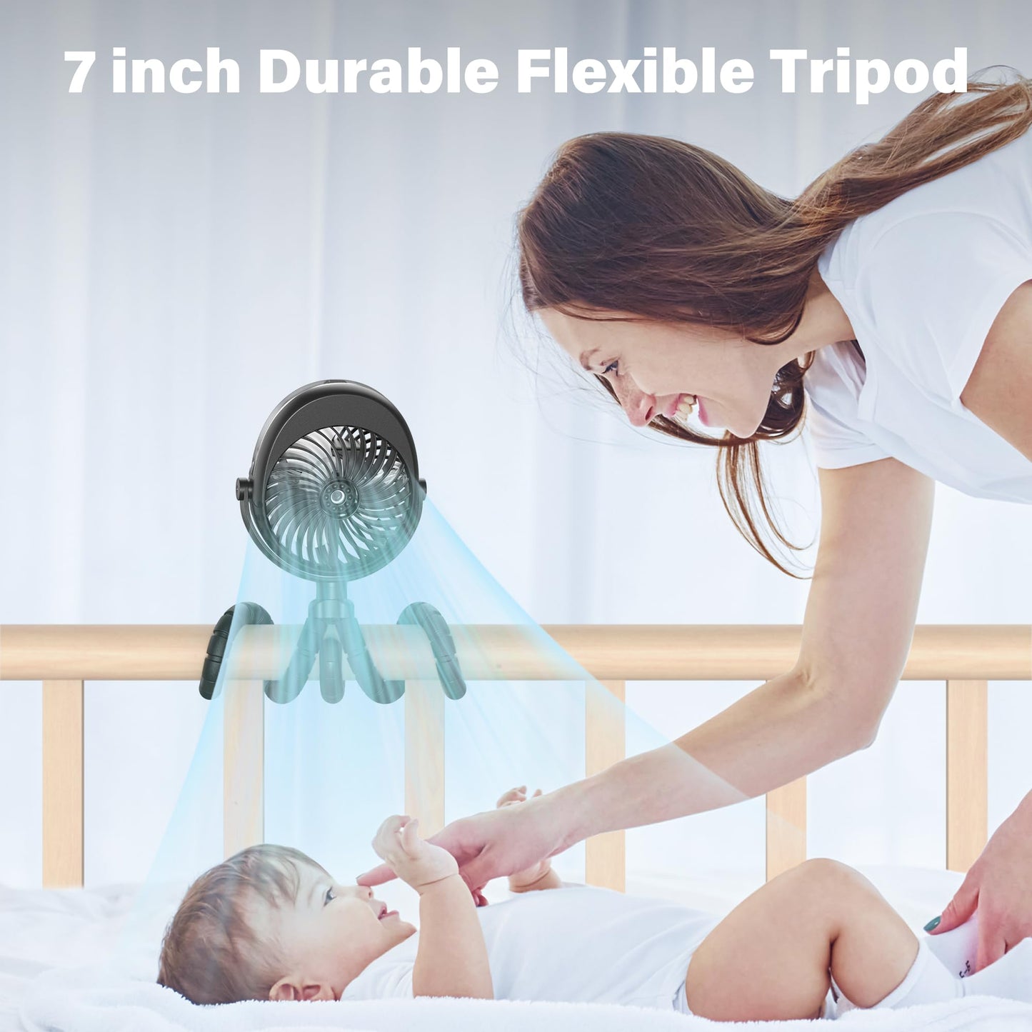 Grandfast Portable Misting Stroller Fan, 4000Mah Battery Powered With 360 Pivot, Personal Mister Fan With Flexible Tripods For C