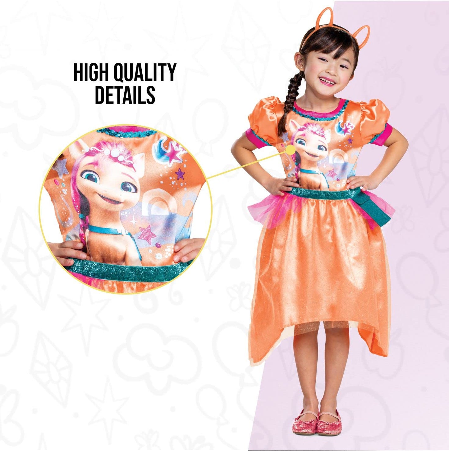 Sunny Starscout Costume For Girls, Official My Little Pony Tutu Dress Character Outfit, Classic Kids Size Small (4-6X) Multicolo