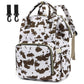 Yusudan Cow Print Diaper Bag Backpack for Baby Girls, Mom Waterproof Large Nappy Bags for Women (Brown)