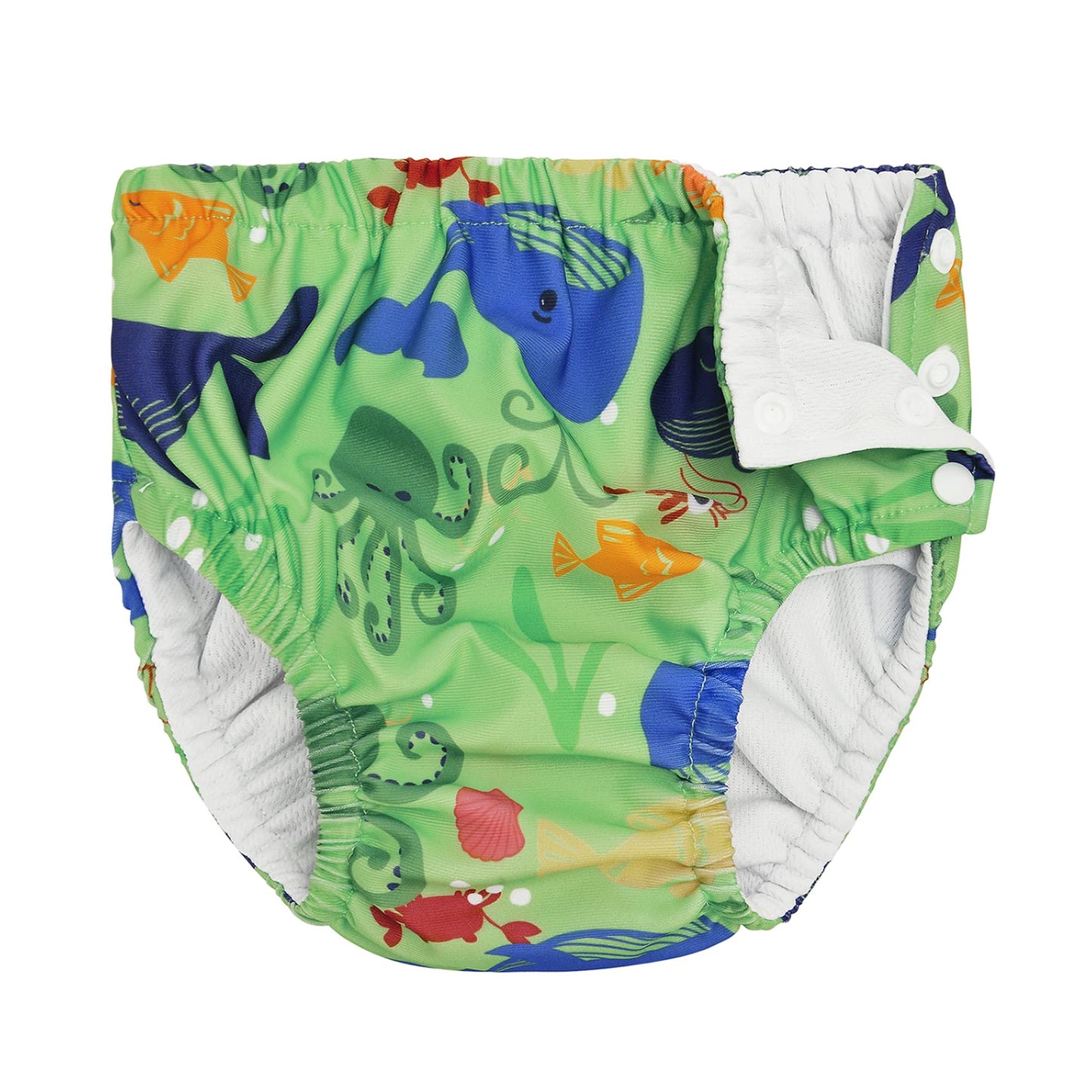 Durio Swim Diaper Washable Swimming Diapers Unisex Toddler Newborn Swim Diaper Reusable Girls Boy B Green Sealife 3-6 Months