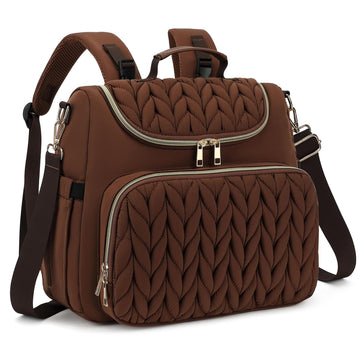 Bevkois Small Diaper Bag Backpack Quilted Mini Baby Crossbody Diaper Bag Tote for Mom and Baby Girls Boys (Brown)
