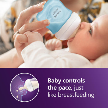 Philips Avent Natural Baby Bottles With Natural Response Nipples (Slow Flow, Flow 2), 4Oz, Blue, 4-Pack, Scy900/24