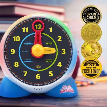 BEST LEARNING Learning Clock - Educational Talking Learn to Tell Time Teaching Light-Up Toy with Quiz and Music Sleep Mode - Tod