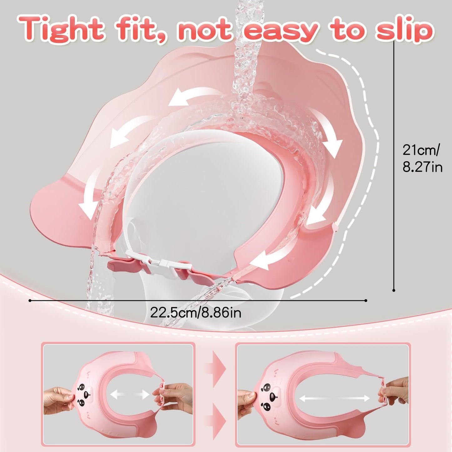 Lonlown Baby Shower Cap,Adjustable Kids Shower Cap For 1-10 Years Old Boy Girl Soft Shower Cap For Kids,Toddler Shower Cap Prote
