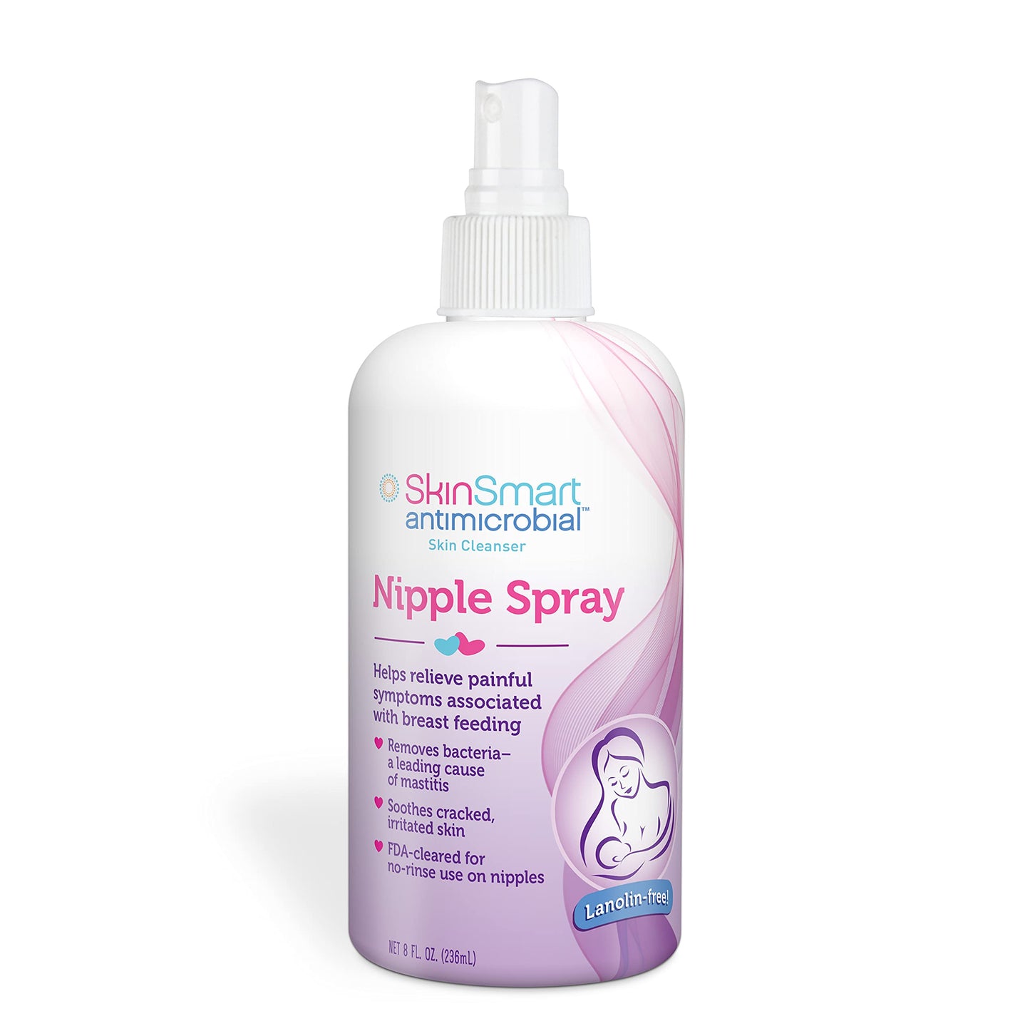 SkinSmart Nipple Relief Spray for Breastfeeding, Naturally Soothing, Lanolin-Free, Made with 100% Natural Ingredients (HOCL), 8 