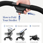 2-In-1 Convertible Baby Stroller With Aluminum Frame & Linen, Bassinet Stroller With Rubber Wheels, Foldable Infant Stroller Wit