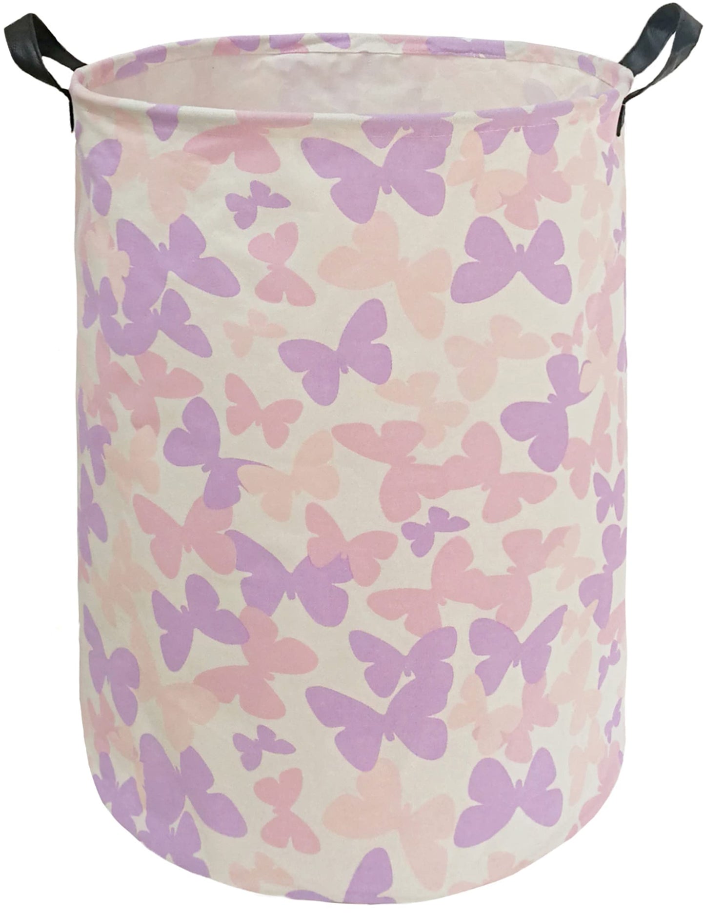 ACMUUNI Butterfly Storage Basket Canvas Clothes Baby Laundry Hamper Pink Gift Laundry Bins Storage Hamper for Kids Boys and Girl