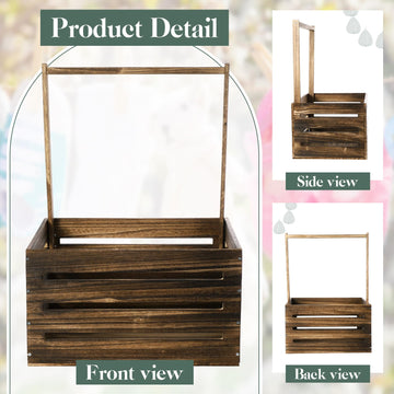 Barydat Wooden Baby Shower Crate Closet, Baby Shower Gift Basket With Handle And Garland Storage Crate Hamper Baby Shower Wooden