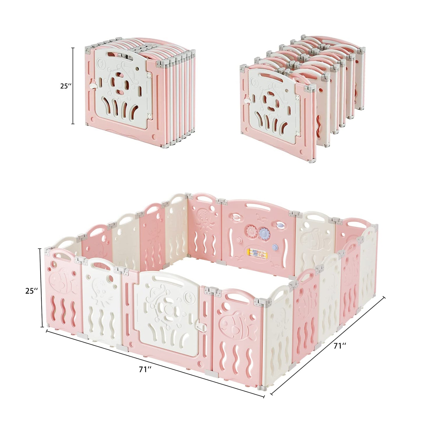 Albott Baby Playpen, 18 Panels Upgraded Portable Foldable Baby Fence With Game Panel And Safety Gate, Adjustable Shape, Ideal Fo