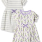 Touched By Nature Girls, Toddler, Baby And Womens Organic Cotton Short-Sleeve And Long-Sleeve Dresses, Lavender Short Sleeve, 12