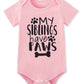 Funnycokid Baby Girls Boys Romper My Siblings Have Paws Newborn Stuff Gender Neutral Announcement Bodysuit Pink Short Sleeve Clo