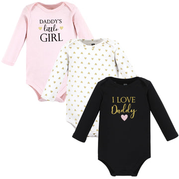 Hudson Baby Unisex Baby Cotton Long-Sleeve Bodysuits, Girl Daddy, Preemie