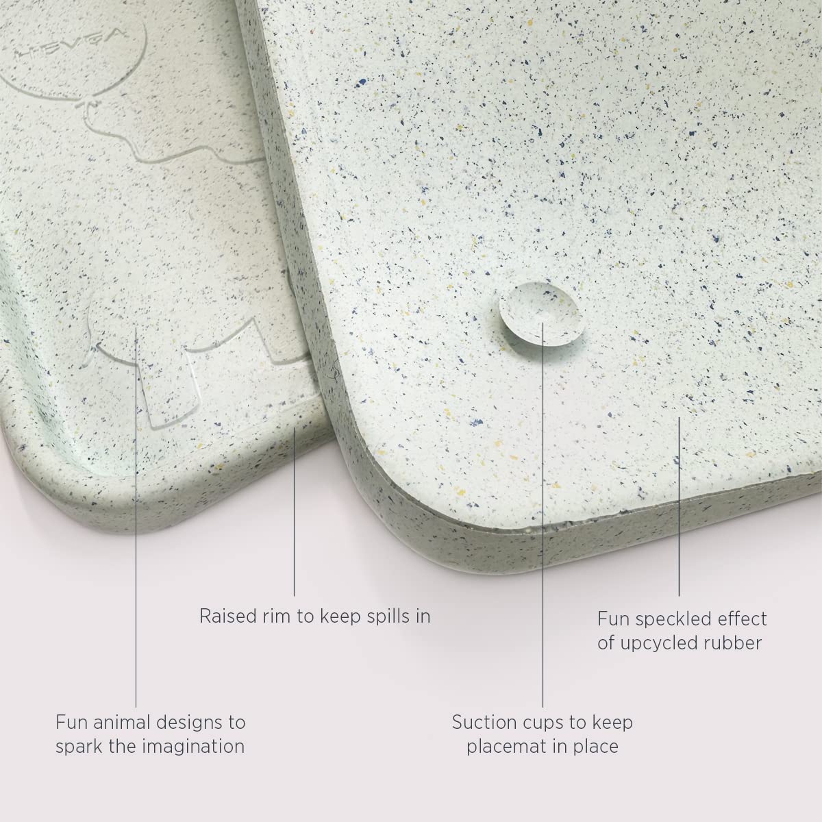 Hevea Natural Rubber Kids Placemat - Alternative To Silicone And Plastic With Upcycled Material, Safe For Children With Fun Anim
