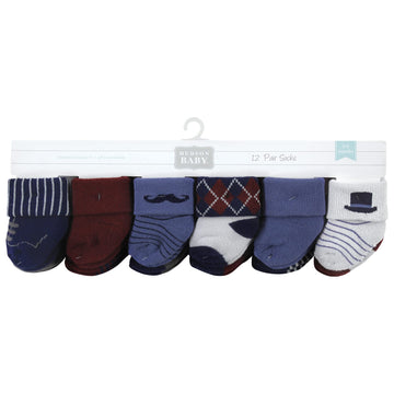 Hudson Baby Unisex Baby Cotton Rich Newborn And Terry Socks, Gentleman, 6-12 Months