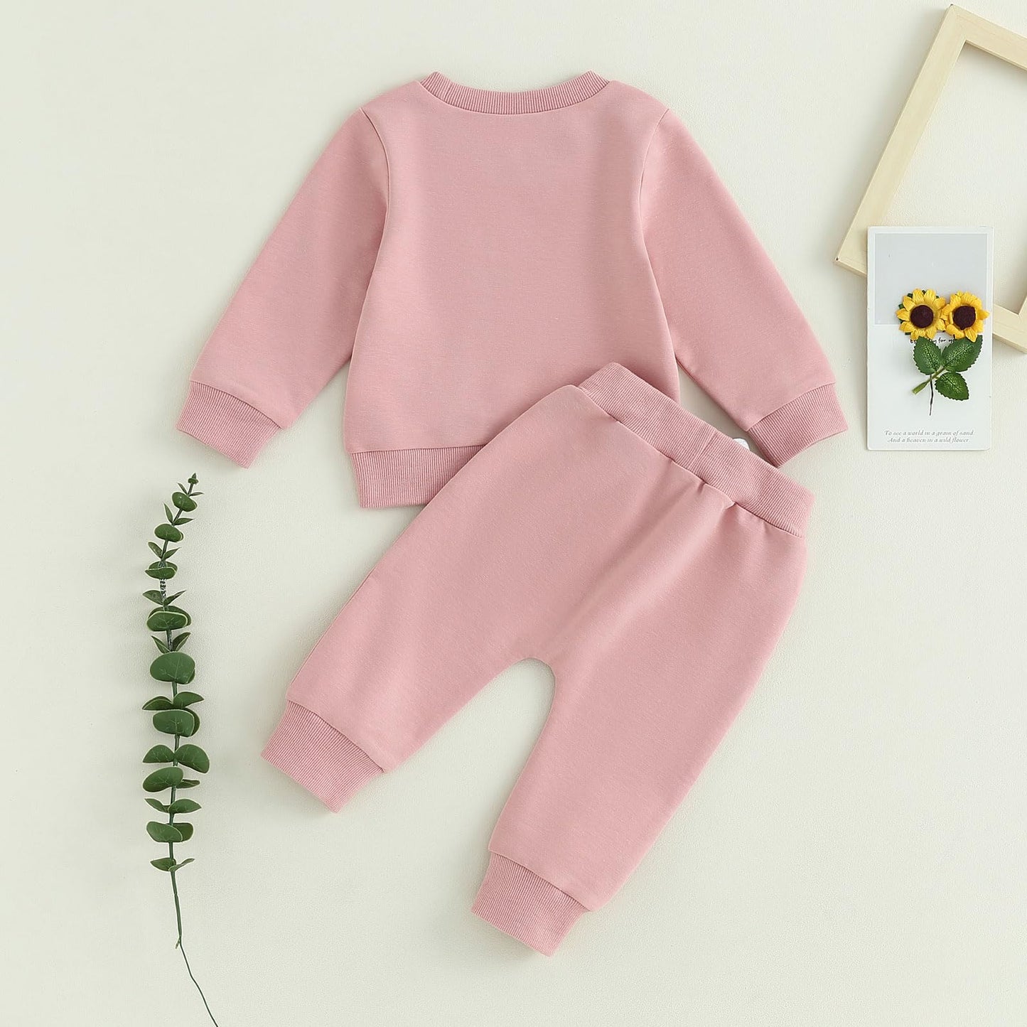 Baby Girl Clothes Valentines Day Outfits Long Sleeve Fall Winter Infant Toddler Sweatshirt Top Pants Set (Pink, 12-18 Months)