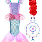 Ruuyiicoco Princess Mermaid Costume For Girls Party Dress Up With Wig Crown Jewelry (6-7 Years, Pink)