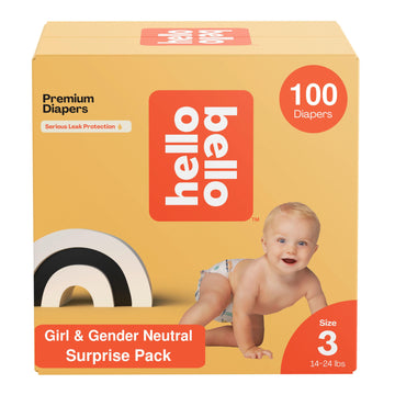 Hello Bello Premium Diapers, Size 3 (14-24 Lbs) Surprise Pack For Girls - 100 Count, Hypoallergenic With Soft, Cloth-Like Feel -