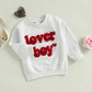 Lesimsam Toddler Baby Boy Girl Valentines Day Outfit Embroidery Sweatshirt Crewneck Long Sleeve Pullover Shirts Top (Lover Boy-G