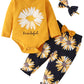 Fullfamous Baby Girl Clothes Gifts Outfits,Fall Winter Long Sleeve Romper And Pant Set Yellow Sunflower Newborn