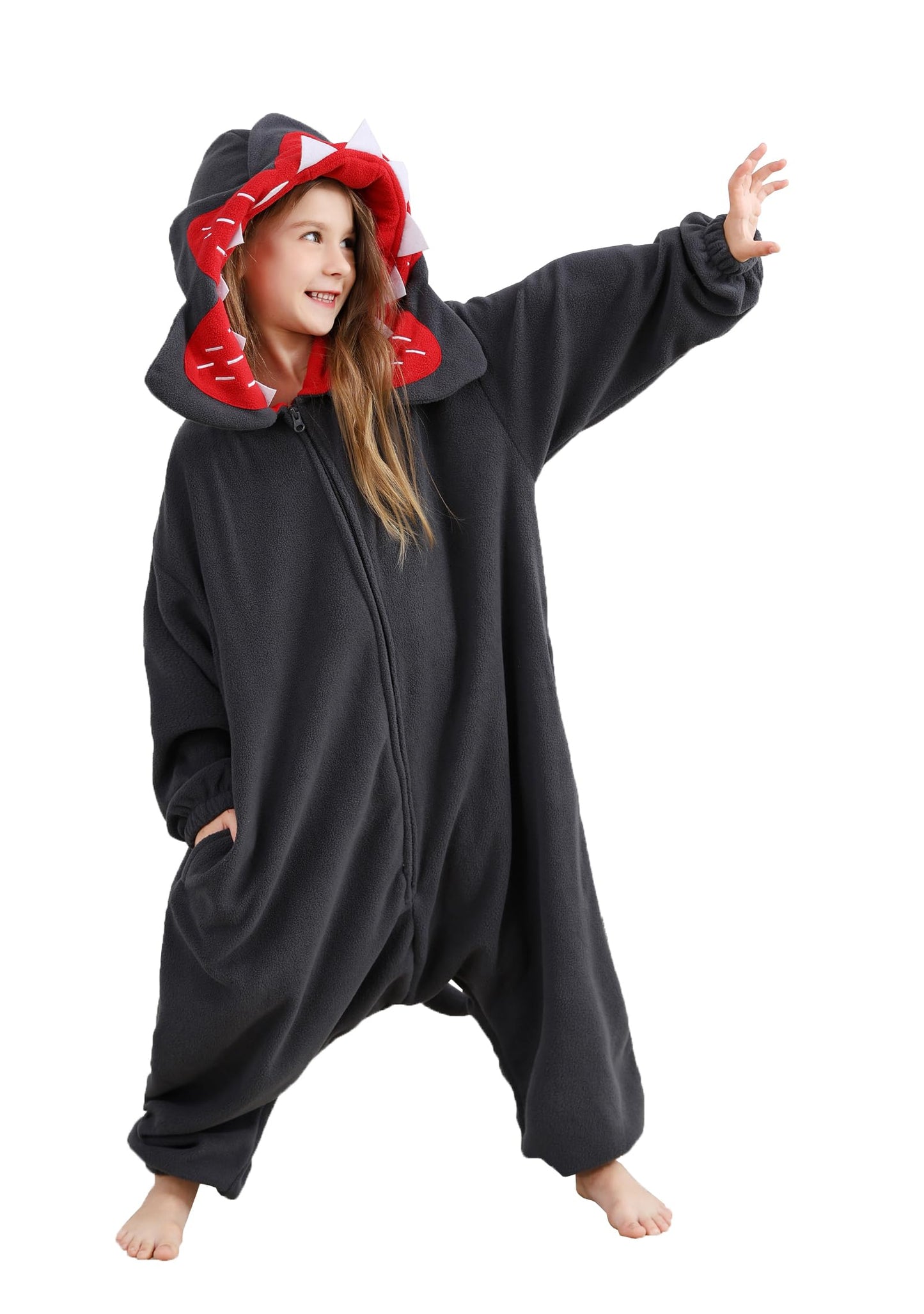 Atoz Onesie For Kids, Animal Pajamas Halloween Cosplay Costume For Girls Boys, Grey 4-5T