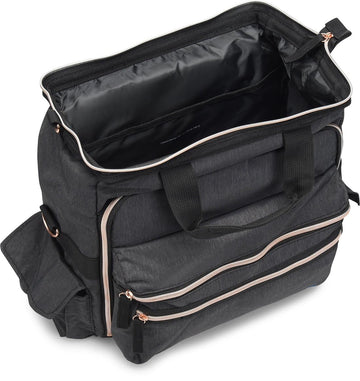 Nurse Mates Ultimate Nursing Bag | Multiple Compartments | Interior Laptop Compartment | Durable Zippers | Charcoal Rose