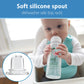 Dr. Brown'S Milestones Narrow Sippy Bottle, 100% Silicone Soft Sippy Spout, 8Oz/250Ml, Flamingo & Bunny, 6M+