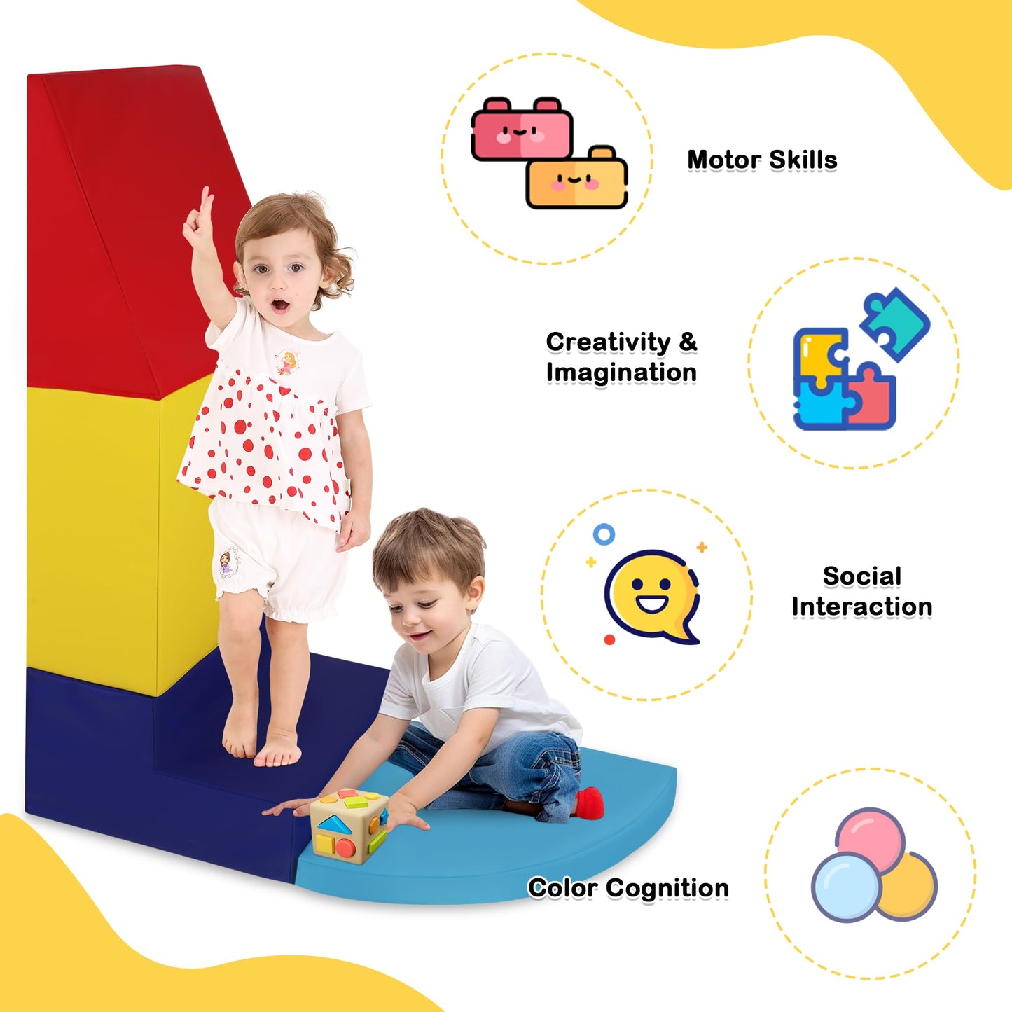 Todefull 10 Piece Foam Climbing Blocks, Soft Climbing Toys For Toddlers, Lightweight Baby Climbing Gym, Indoor Baby Activity Pla