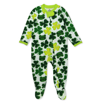 Honestbaby Baby Celebration Sleep & Play Footed One-Piece Pajama Sleeper 100% Organic Cotton, Froggy Fortune