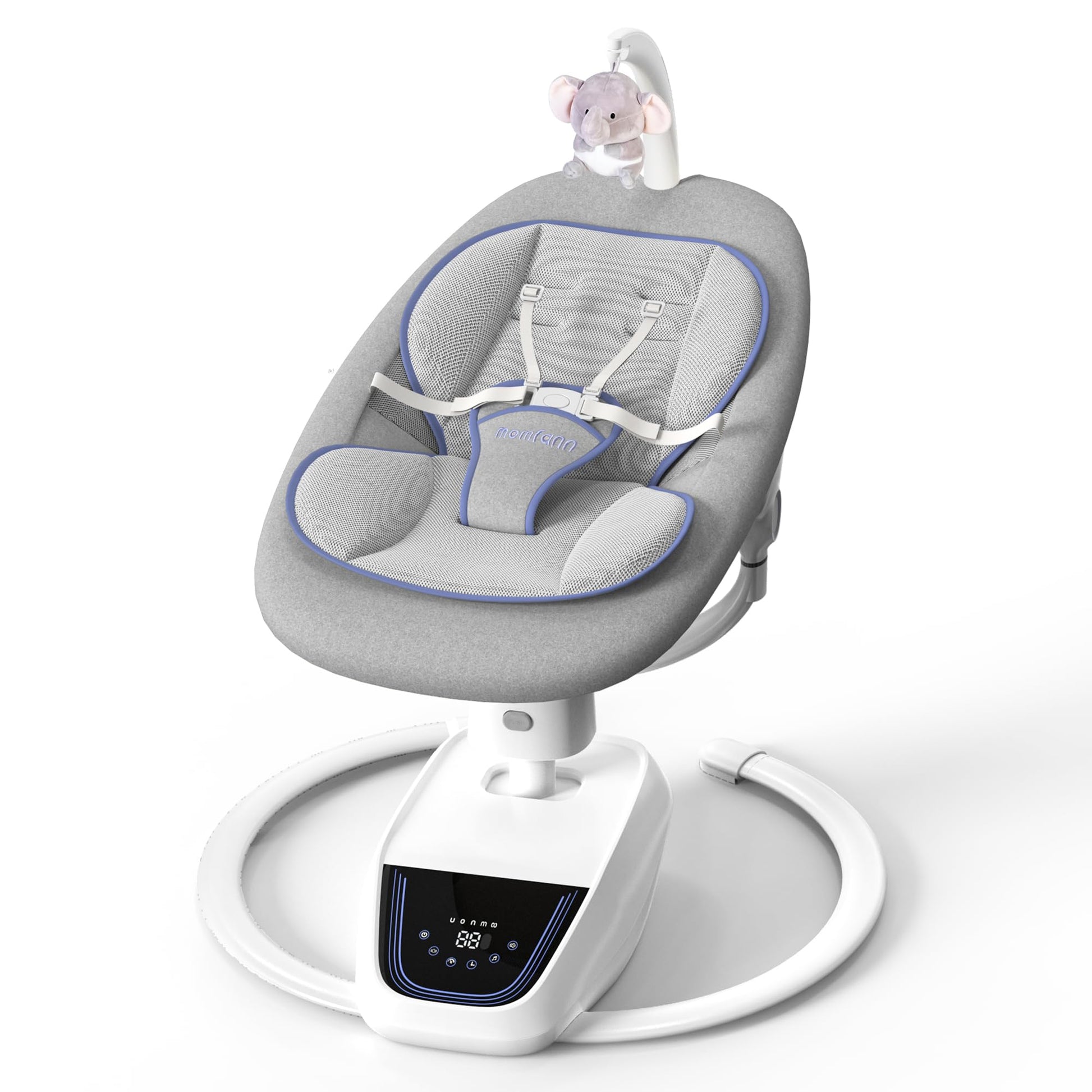 Baby Swing for Infants, 3D-Motion Electric Infant Swing for Baby Boy Girl, Adjustable Height and Angle 360Rotating Seat (Light G