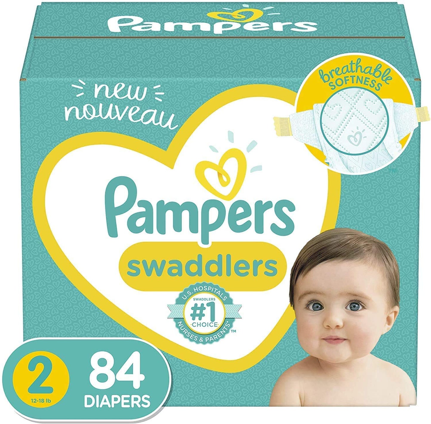 Pampers Swaddlers Diapers, Size 2, 84 Count