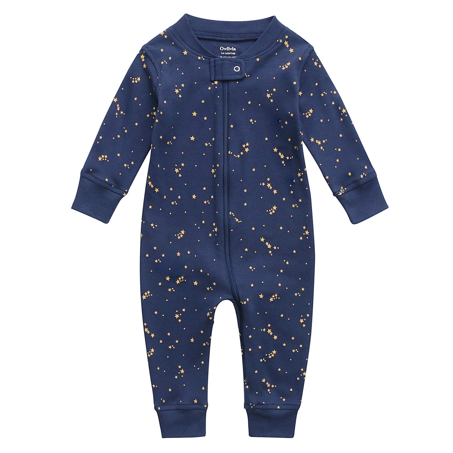 Owlivia Organic Cotton Baby Boy Girl Zip Up Sleep N Play, Footless, Long Sleeve(6-12 Months, Starry Sky)