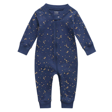 Owlivia Organic Cotton Baby Boy Girl Zip Up Sleep N Play, Footless, Long Sleeve(6-12 Months, Starry Sky)