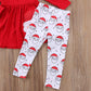 Avidqueen Christmas Party Clothing Set Toddler Baby Girls Princess Dress Tshirt + Santa Pant + Headband 3Pcs Outfits (Red, 3T)