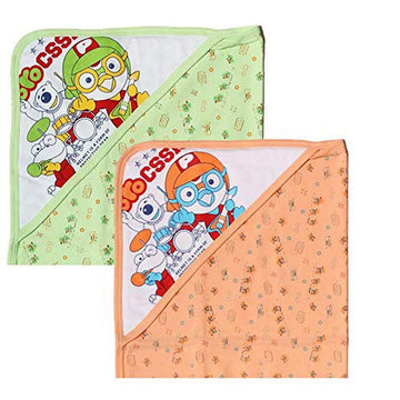 Baby Inn Cotton Printed Hooded Towel (Pack of 2, Multicolour), C4C5
