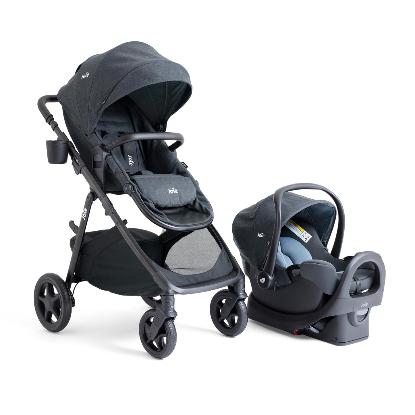 Joie Ginger And Rue Travel System - 4-In-1 Modular Travel System With Pramette, Lightweight Infant Car Seat & Anti-Rebound Base