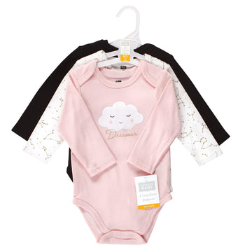 Hudson Baby Unisex Baby Cotton Long-Sleeve Bodysuits, Dreamer, 3-6 Months