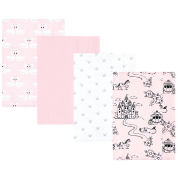 Hudson Baby Unisex Baby Cotton Flannel Burp Cloths, Fairytale Princess, One Size