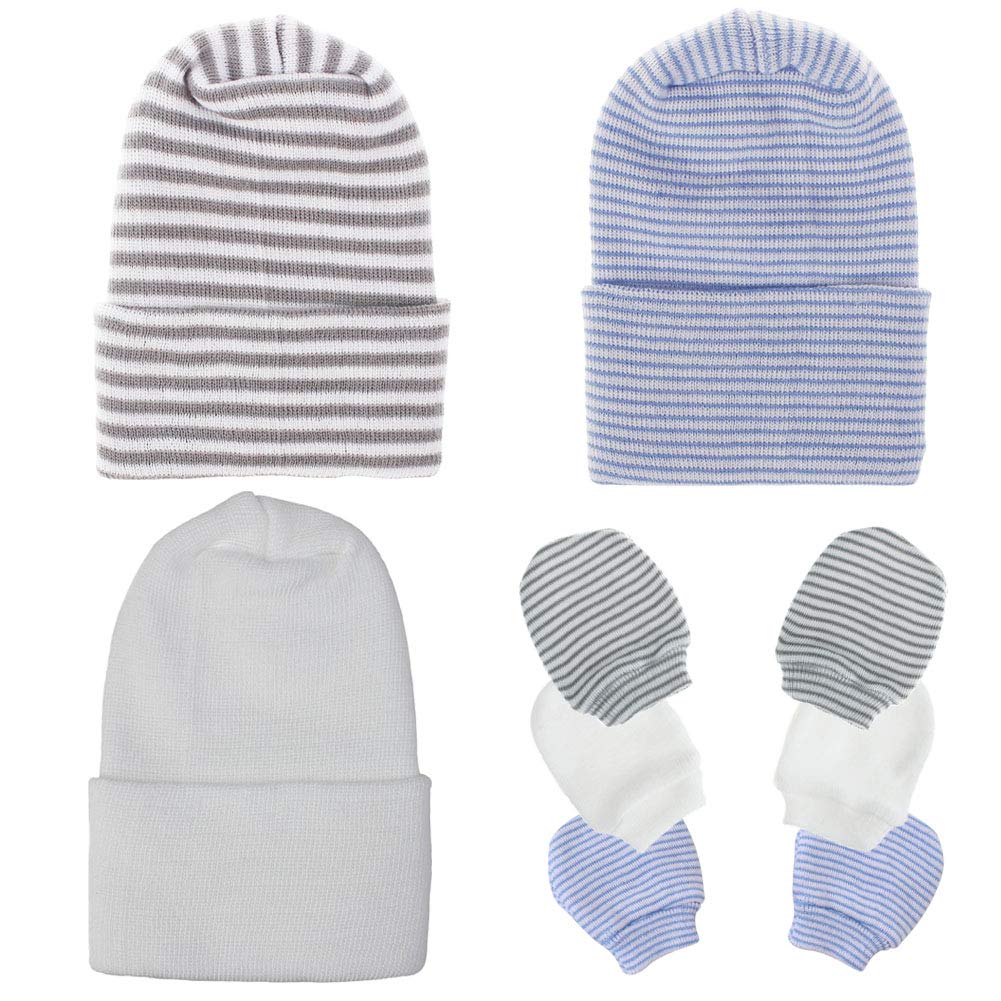 Baby Caps And Mittens Newborn Hospital Beanie Hats No Scratch Gloves Soft Babies Gift Set For Boys Girls (Style 5)