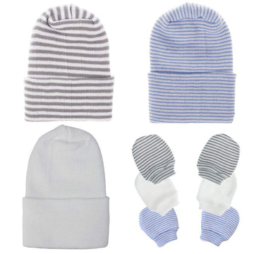 Baby Caps And Mittens Newborn Hospital Beanie Hats No Scratch Gloves Soft Babies Gift Set For Boys Girls (Style 5)