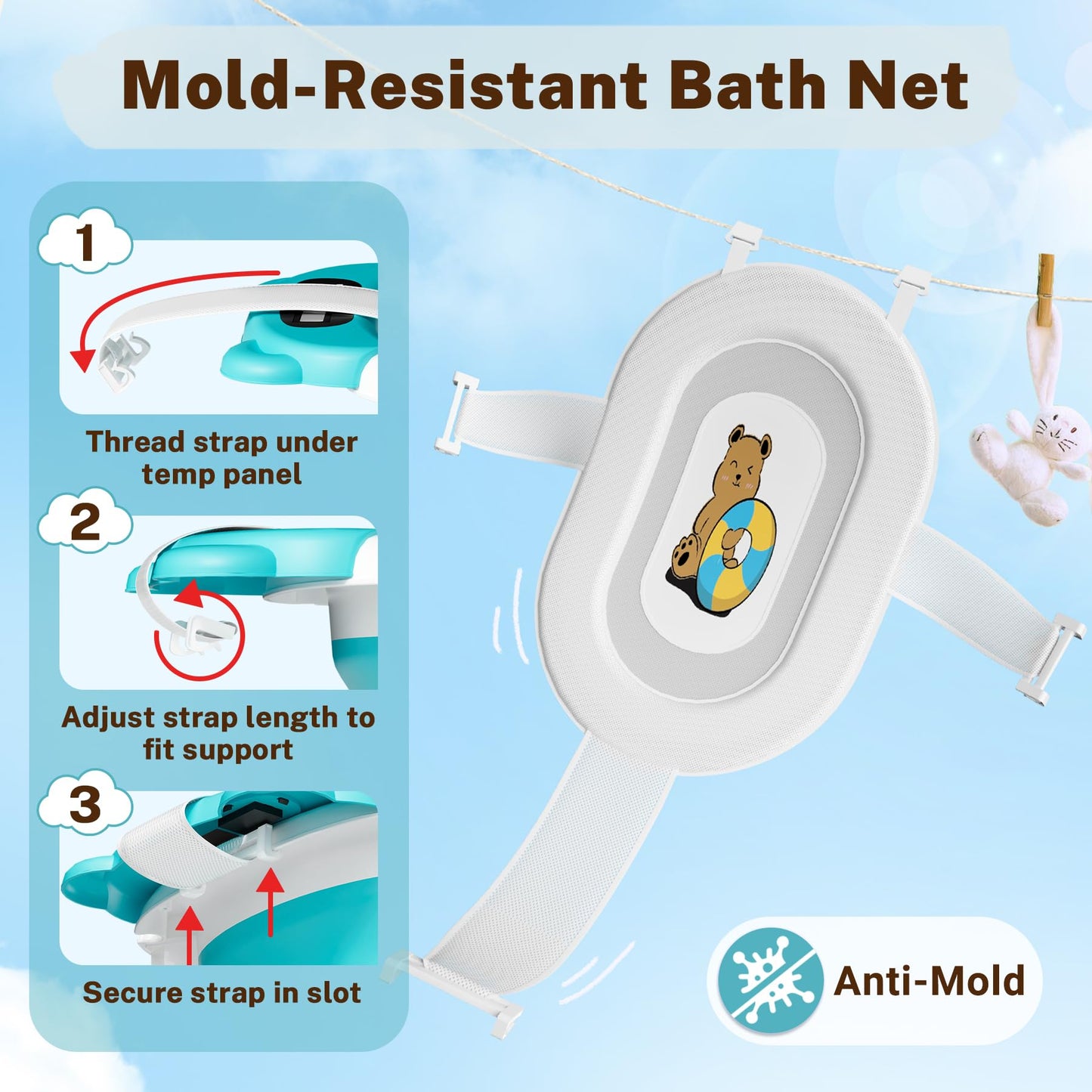 Avidor Baby Bathtub,Collapsible Bathtub For Newborn To Toddler,Durable Essential Infant Bath Tub,Portable Travel Baby Bathtub Wi